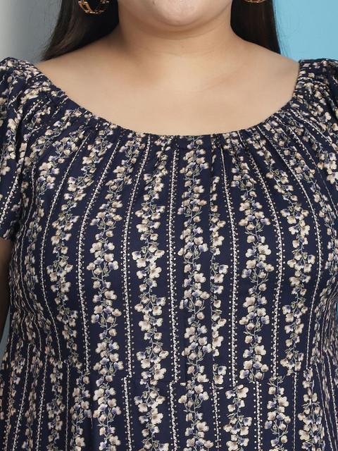 theRebelinme Women Floral Print A-Line Maxi Dress Plus Size - Image 2