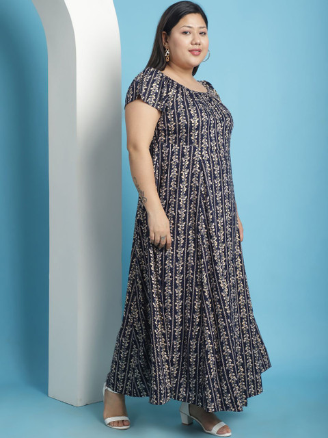 theRebelinme Women Floral Print A-Line Maxi Dress Plus Size - Image 3