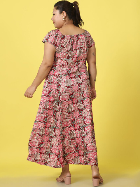 theRebelinme Women Floral Printed A-Line Maxi Dress Plus Size - Image 5