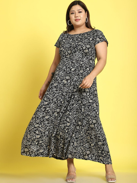 theRebelinme Women Plus Size Floral Print A-Line Maxi Dress - Image 4