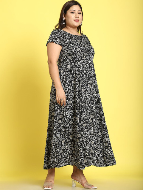 theRebelinme Women Plus Size Floral Print A-Line Maxi Dress - Image 3