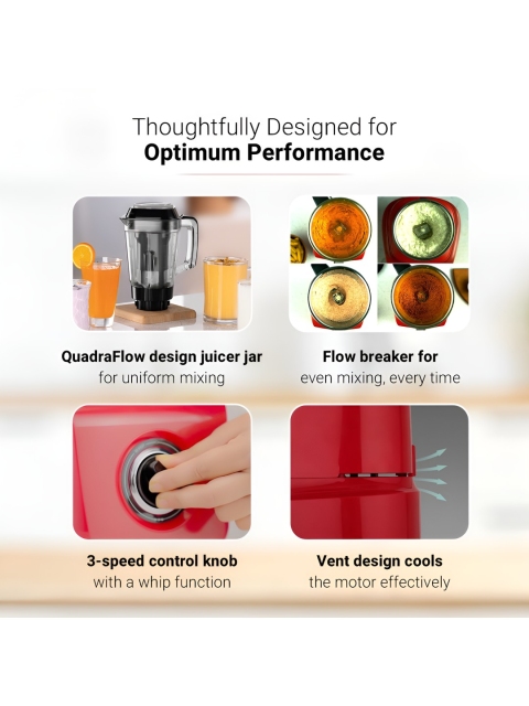 V-Guard Red Wet And Dry 5 Pieces Jar Grinder 750 W With Juicer Mixer Grinders - Image 5