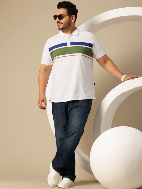 Sztori Plus Size Striped Polo Collar Pure Cotton T-shirt - Image 6