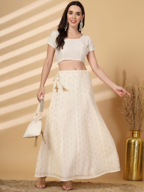 Clora Creation Women Self Design Embellished Cotton Flared Maxi Skirt - Image 5