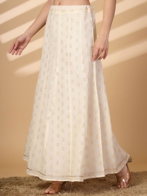 Clora Creation Women Self Design Embellished Cotton Flared Maxi Skirt - Image 3
