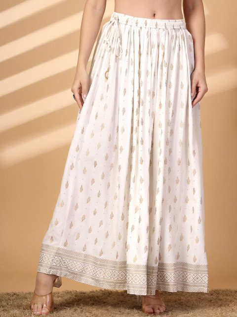 Clora Creation Women Ethnic Printed Flared Maxi Skirt