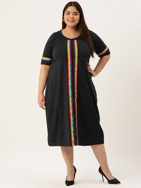theRebelinme Women A-Line Midi Dress Plus Size