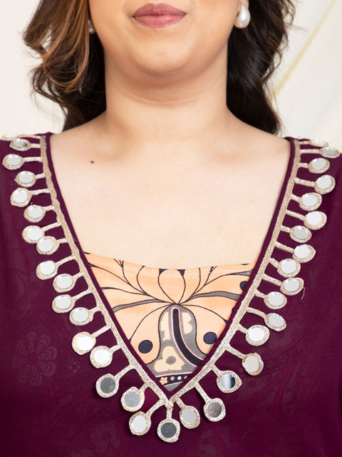 Vibes by Vibes by Deebaco Embroidered Plus Size Tunic With Crop Top & Palazzo - Image 2