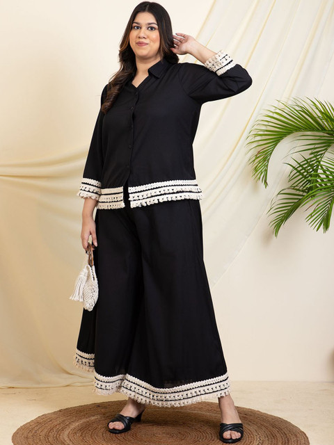 Vibes by Vibes by Deebaco Plus Size Embellished Shirt With Palazzo - Image 6