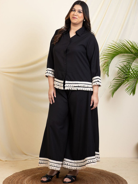 Vibes by Vibes by Deebaco Plus Size Embellished Shirt With Palazzo - Image 4
