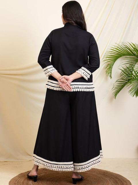 Vibes by Vibes by Deebaco Plus Size Embellished Shirt With Palazzo - Image 5