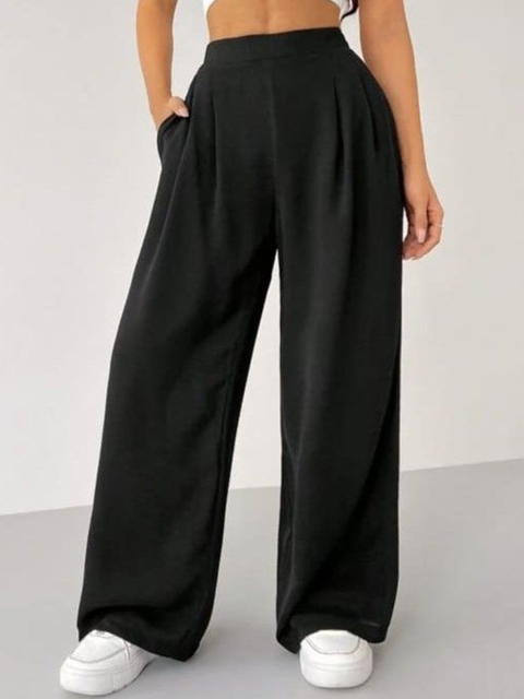 Next One Women Smart Loose Fit High-Rise Easy Wash Korean Pants
