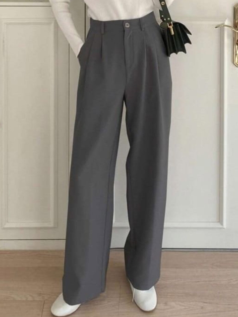 Next One Women Smart High-Rise Easy Wash Pleated Korean Pants