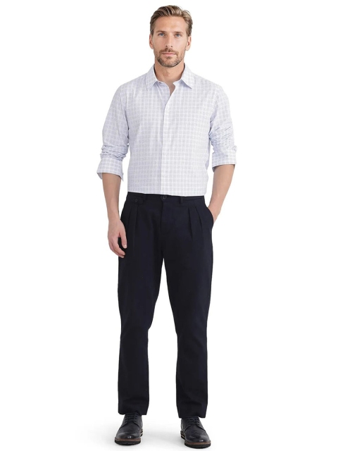 RARE RABBIT Men Comfort Fit Spread Collar Micro Checked Cotton Formal Shirt - Image 6