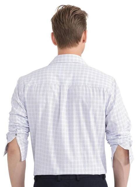 RARE RABBIT Men Comfort Fit Spread Collar Micro Checked Cotton Formal Shirt - Image 5