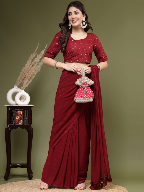 Sangria Embroidered Pure Cotton Short Sleeve Saree Blouse - Image 4