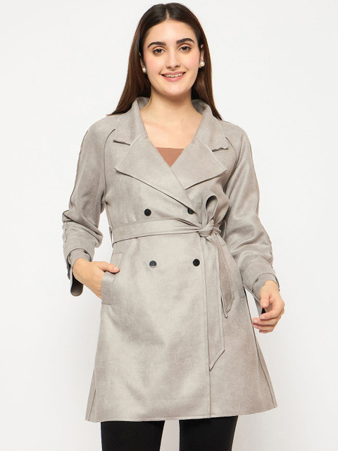 Madame Notched Lapel Collar Double-Breasted Long Overcoat