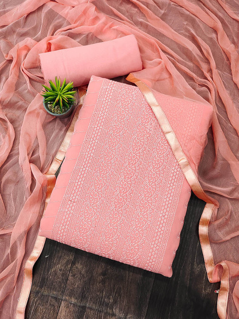 Maroosh Floral Embroidered Georgette Unstitched Dress Material