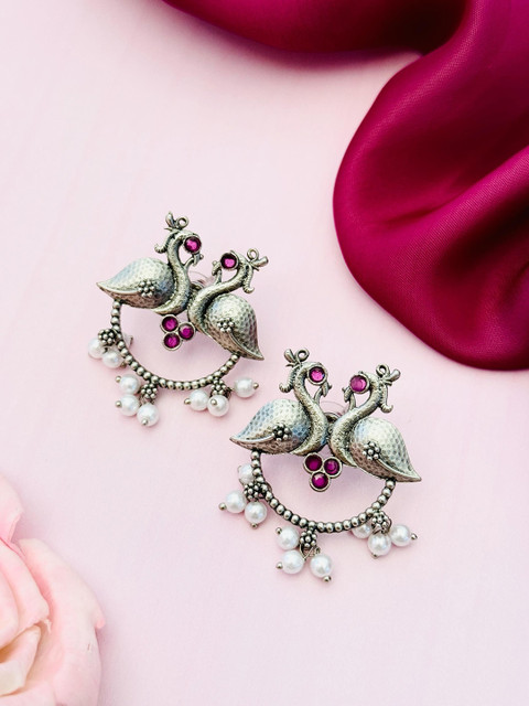 Sangria Silver-Plated Contemporary Earrings - Image 2