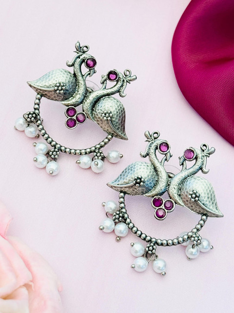 Sangria Silver-Plated Contemporary Earrings - Image 3