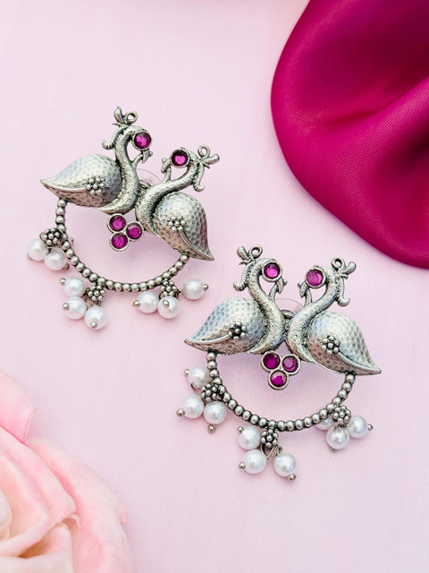 Sangria Silver-Plated Contemporary Earrings