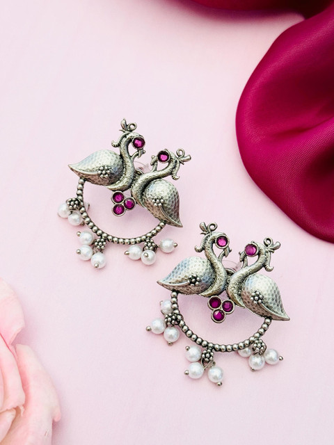 Sangria Silver-Plated Contemporary Earrings - Image 4