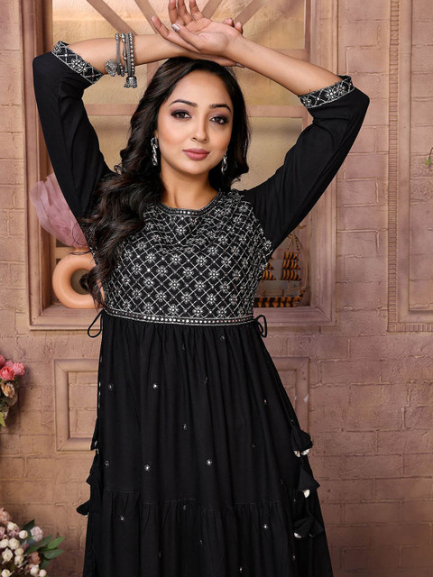 Rangita Floral Embroidered Anarkali Kurta - Image 6