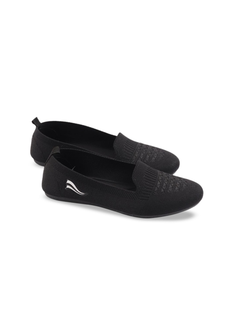 Indifeet Women Black Textured Daily Casual Wear Memory Insole Slip-On Shoes - Image 2