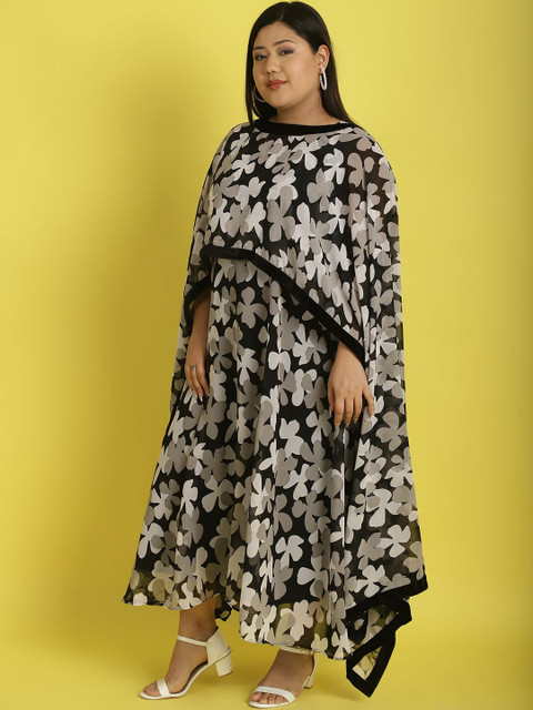 theRebelinme Women Floral Printed Plus Size Layered A-Line Maxi Dress - Image 4