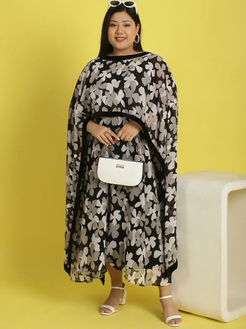 theRebelinme Women Floral Printed Plus Size Layered A-Line Maxi Dress - Image 6