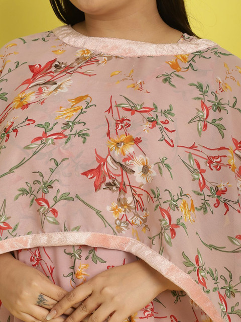 theRebelinme Women Plus Size Floral Printed Georgette Fit and Flare Midi Dress - Image 2