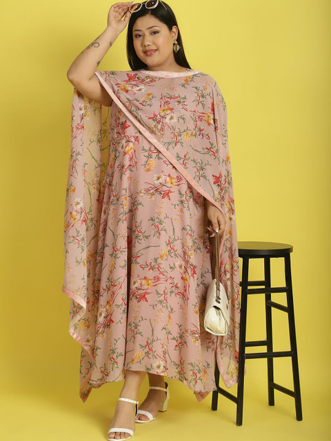 theRebelinme Women Plus Size Floral Printed Georgette Fit and Flare Midi Dress - Image 5