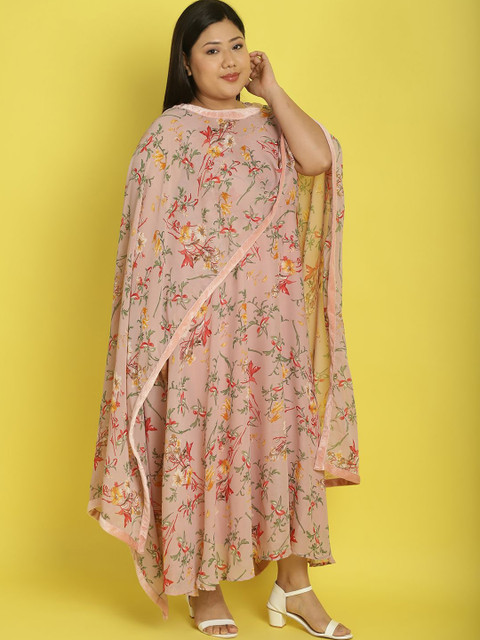 theRebelinme Women Plus Size Floral Printed Georgette Fit and Flare Midi Dress - Image 3