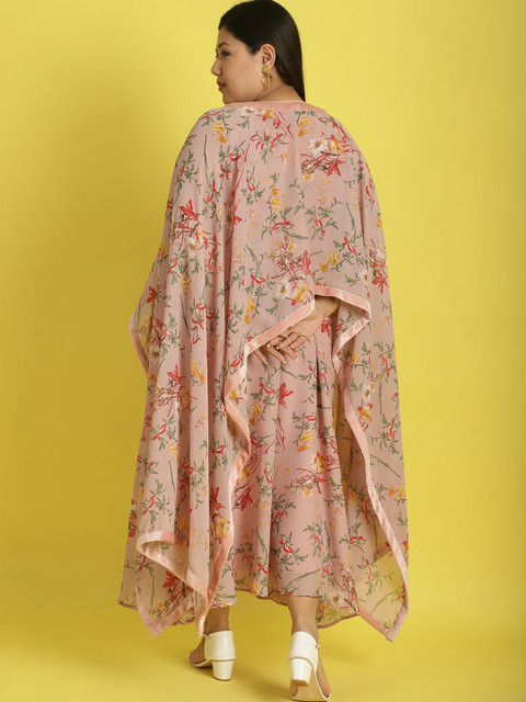 theRebelinme Women Plus Size Floral Printed Georgette Fit and Flare Midi Dress - Image 4