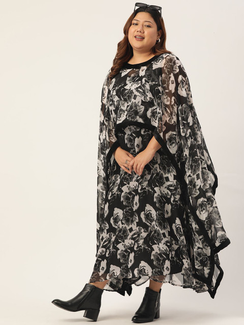 theRebelinme Women Plus Size Floral Printed Georgette A-Line Maxi Dress - Image 5