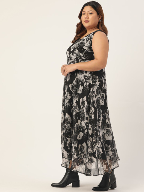 theRebelinme Women Plus Size Floral Printed Georgette A-Line Maxi Dress - Image 3