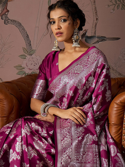 Sangria Woven Design Banarasi Saree With Blouse Piece - Image 6