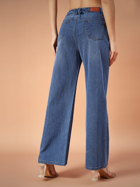 FASHIONFIBRE Women Cotton Comfort Wide Leg High-Rise Light Fade Jeans - Image 4