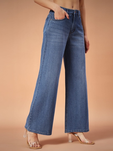 FASHIONFIBRE Women Cotton Comfort Wide Leg High-Rise Light Fade Jeans - Image 2