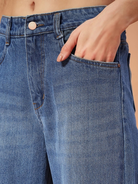 FASHIONFIBRE Women Cotton Comfort Wide Leg High-Rise Light Fade Jeans - Image 7