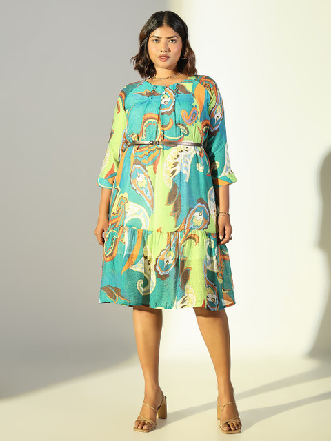 SHOWOFF Women Plus Size Ethnic Printed A-Line Dress - Image 2