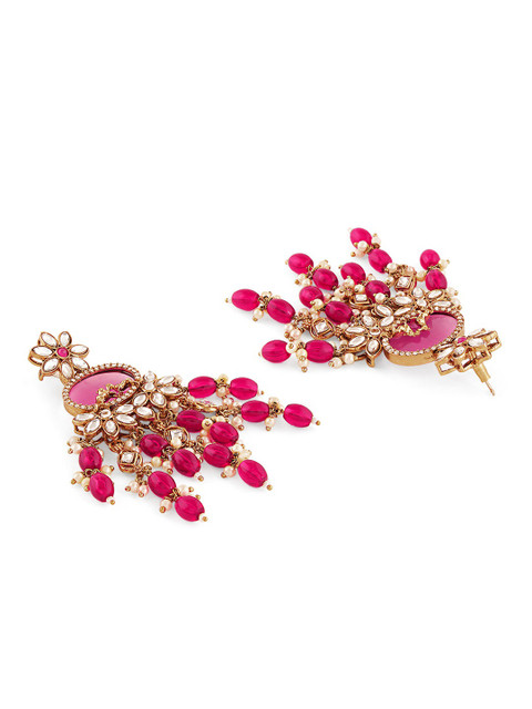 Zaveri Gold Plated Pearls Studded Contemporary Jhumkas - Image 5