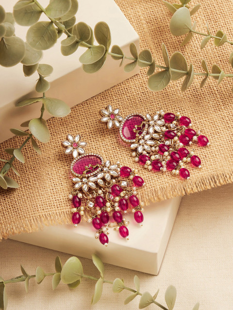 Zaveri Gold Plated Pearls Studded Contemporary Jhumkas