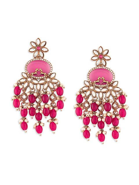 Zaveri Gold Plated Pearls Studded Contemporary Jhumkas - Image 3