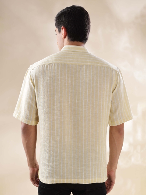 HERE&NOW Men Spread Collar Vertical Striped Relaxed Fit Casual Shirt - Image 5