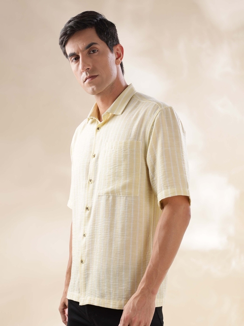 HERE&NOW Men Spread Collar Vertical Striped Relaxed Fit Casual Shirt - Image 4