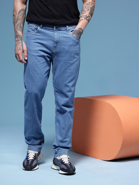 HERE&NOW Men Regular Fit Low Distress Stretchable Jeans