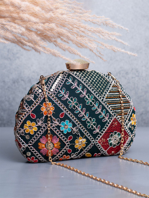 ARTKLIM Floral Embroidered Box Clutch
