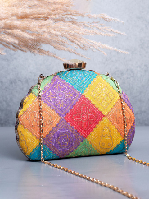 ARTKLIM Floral Embroidered Embellished Box Clutch