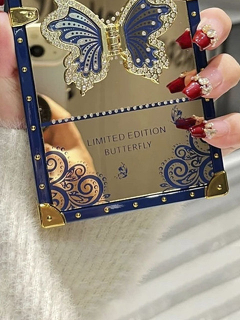 Luxury Kase Butterfly Stand Back Mirror iPhone 16 Pro Max Back Case - Image 4